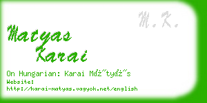 matyas karai business card